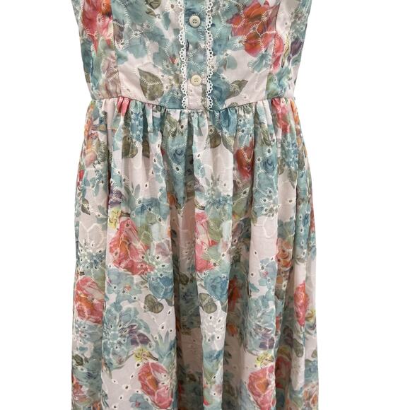 Ivy City Co Penny Tank Midi Dress Floral Print Eyelet Multicolor Size US 8 - Picture 5 of 15